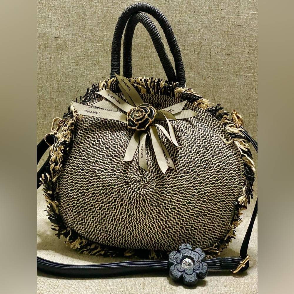 ❣️🔥 🎉offer 🎉 🔥❣️🌴Authentic raffia bag, black and khaki, removable strap 🌴#BN3